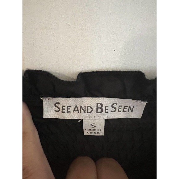 See and Be Seen Black As Night‎ Polka Dot Maxi Dress Size Small - Picture 4 of 5